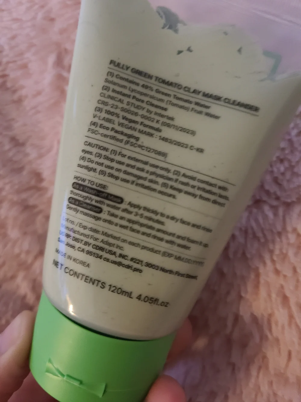 FULLY Green Tomato Pore Clay Mask Cleanser for Deep Cleansing, 4.05 fl oz  Clay